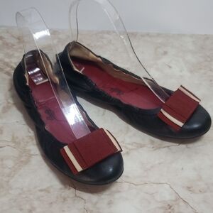 Bally Stylish Black and Red Bow Women's Ballerina  Flats Beatris Size 39